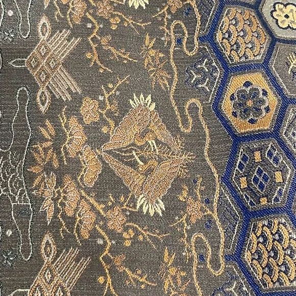 RALPH LAUREN 100% Silk & Gold Crane Tapestry Sleeveless Dress 10 - Picture 4 of 11